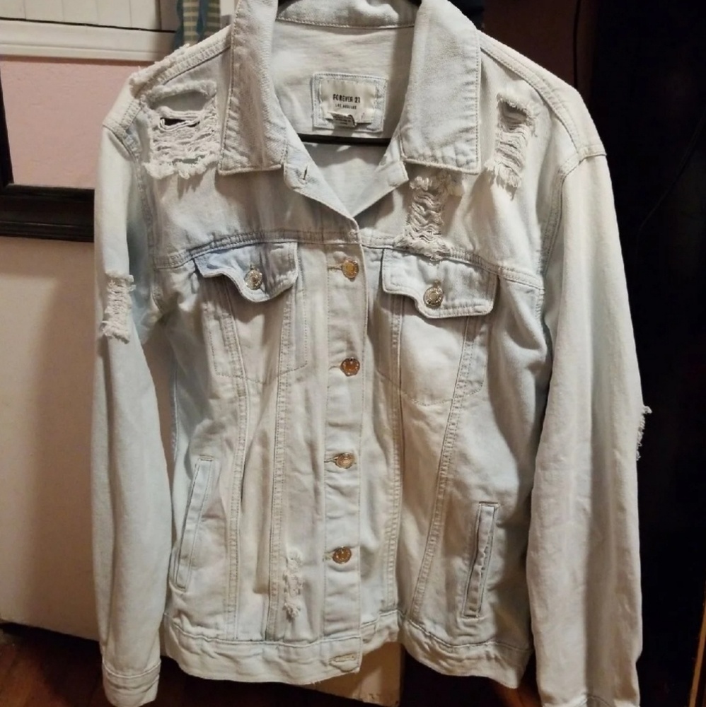 Distressed denim jacket